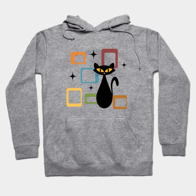 Mid Century black cat Hoodie by BattaAnastasia